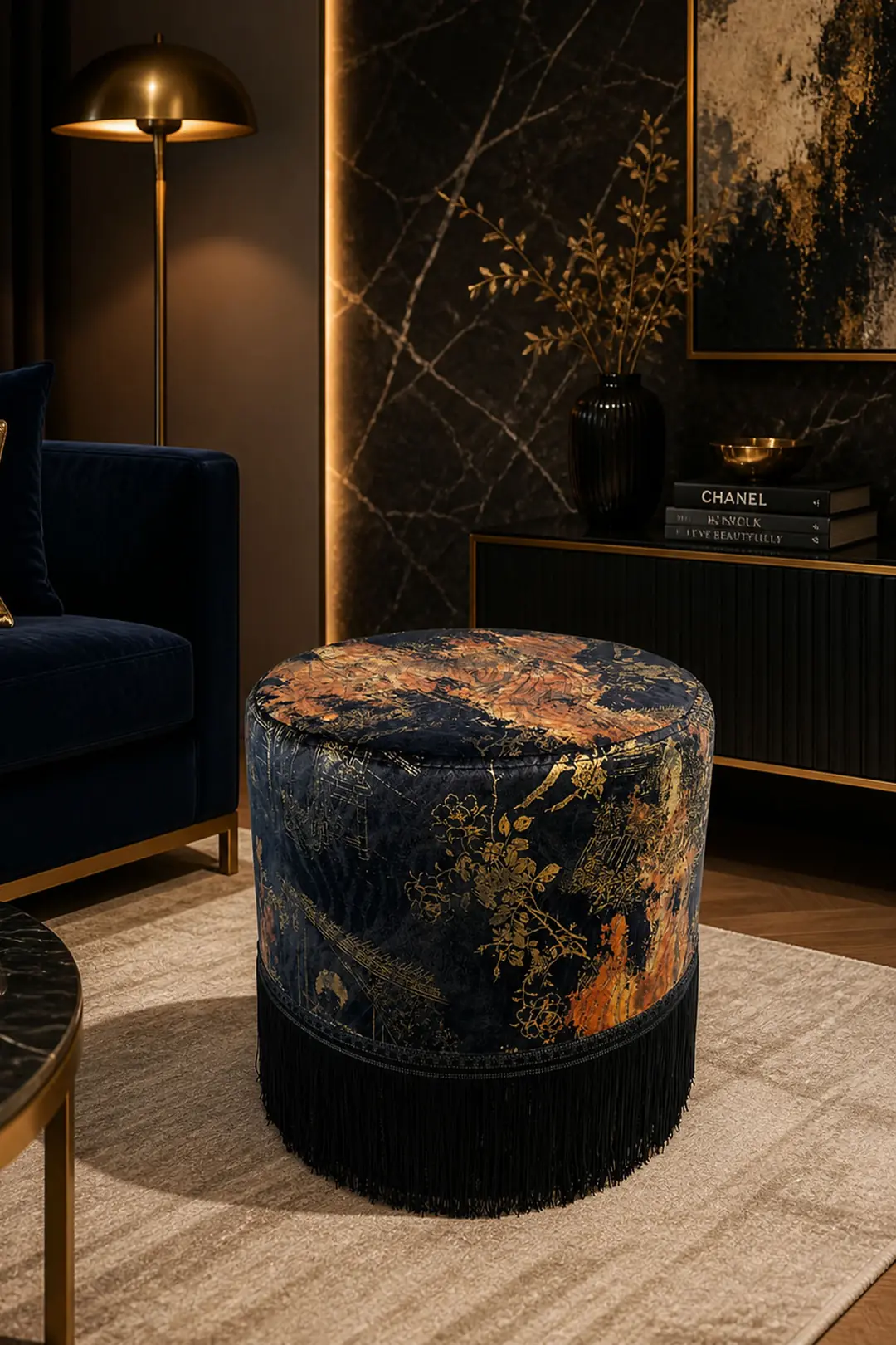 Trevi Puf — siyah gold